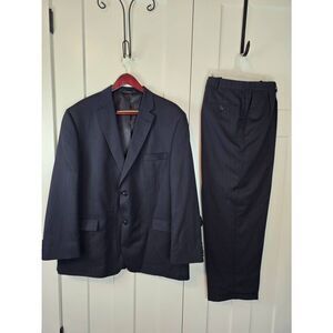 Haggar Men's Suit 48L 40X30 Navy Pinstripe
